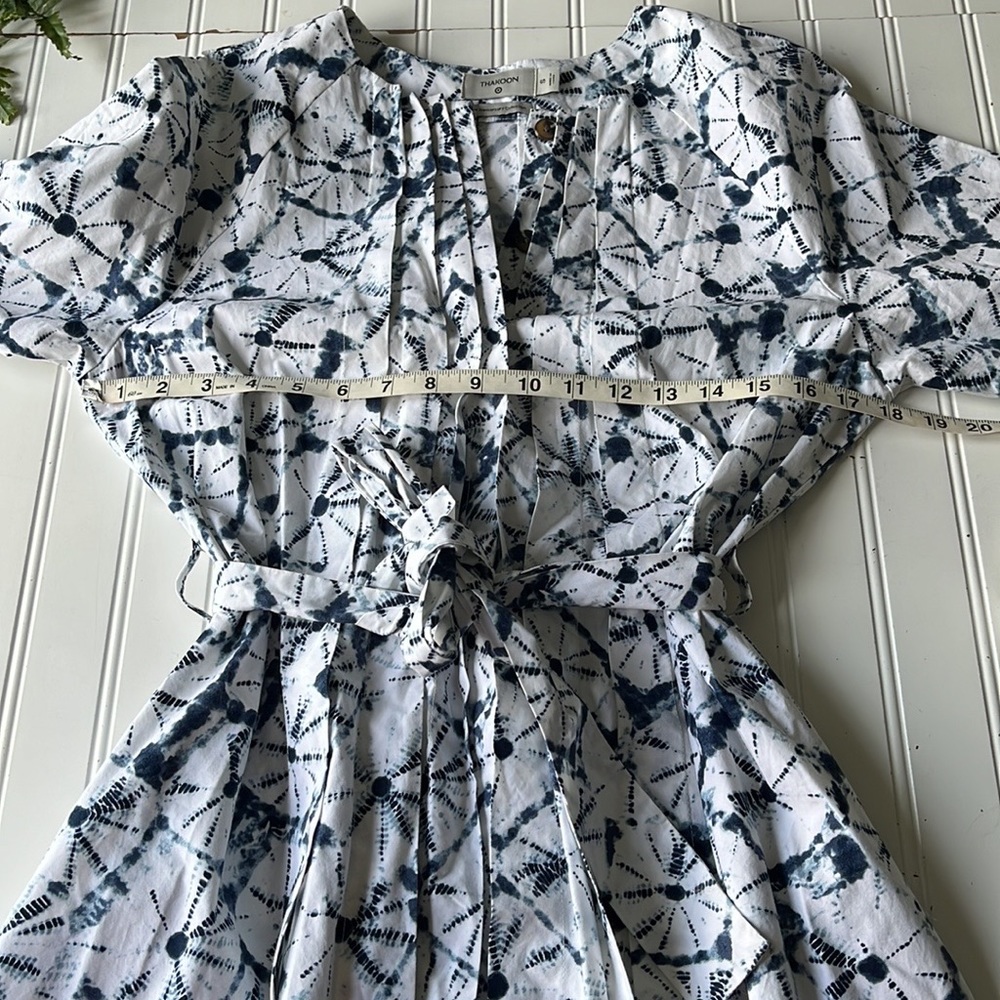 Thakoon anniversary edition dress blue white splatter watercolor pleated dress - Picture 3 of 11